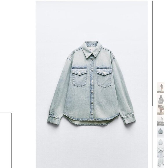 ZARA Oversized Light Wash Denim Shirt - Size XS-S NEW WITH TAG! - Picture 1 of 8